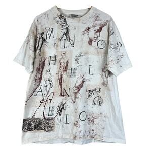 Vintage 90s Wildwood Productions Michelangelo Graphic Tee Mens XL White Hipster